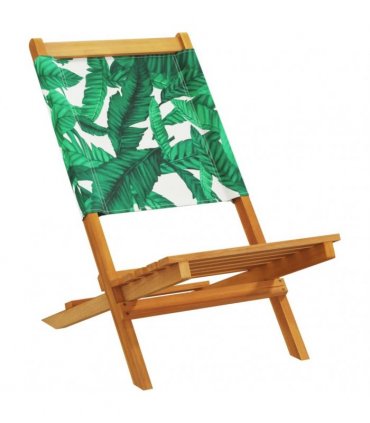 vidaXL Folding Chairs 4 pcs Green Fabric and Solid Wood