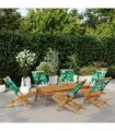 vidaXL Folding Chairs 6 pcs Green Fabric and Solid Wood