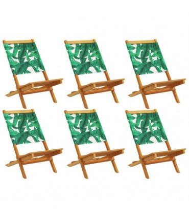 vidaXL Folding Chairs 6 pcs Green Fabric and Solid Wood