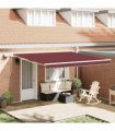vidaXL Manual Awning with Solar LED 4 x 3 m Burgundy 100% Polyester