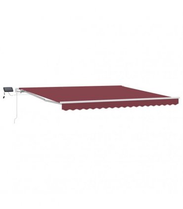 vidaXL Manual Awning with Solar LED 4 x 3 m Burgundy 100% Polyester