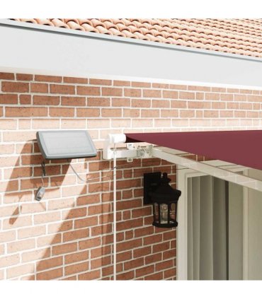 vidaXL Manual Awning with Solar LED 4 x 3 m Burgundy 100% Polyester