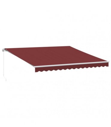 vidaXL Manual Awning with Solar LED 4 x 3.5 m Burgundy 100% Polyester