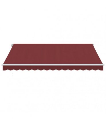vidaXL Manual Awning with Solar LED 4 x 3.5 m Burgundy 100% Polyester