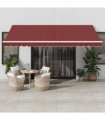 vidaXL Manual Awning with Solar LED 4.5 x 3.5 m Burgundy