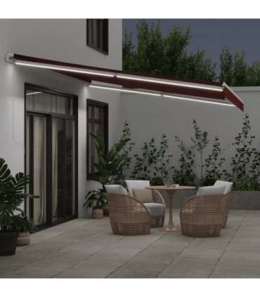 vidaXL Manual Awning with Solar LED 4.5 x 3.5 m Burgundy
