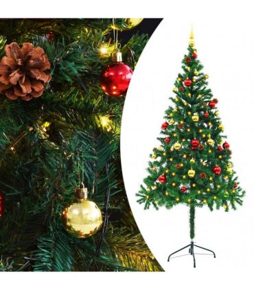 vidaXL Artificial Pre-lit Christmas Tree with Baubles Green 180 cm