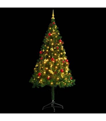 vidaXL Artificial Pre-lit Christmas Tree with Baubles Green 180 cm