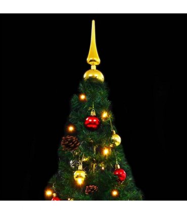 vidaXL Artificial Pre-lit Christmas Tree with Baubles Green 180 cm
