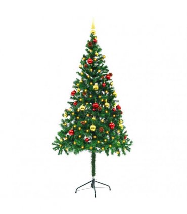 vidaXL Artificial Pre-lit Christmas Tree with Baubles Green 180 cm