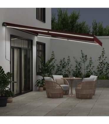 vidaXL Manual Awning with Solar LED 4.5 x 3.5 m Burgundy