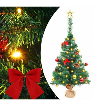 vidaXL Artificial Pre-lit Christmas Tree with Baubles Green 64 cm
