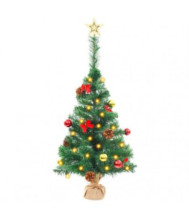 vidaXL Artificial Pre-lit Christmas Tree with Baubles Green 64 cm