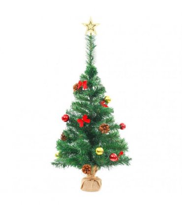 vidaXL Artificial Pre-lit Christmas Tree with Baubles Green 64 cm