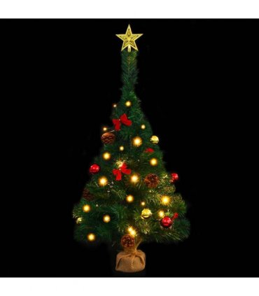 vidaXL Artificial Pre-lit Christmas Tree with Baubles Green 64 cm