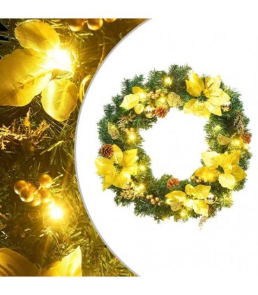 vidaXL Christmas Wreath with LED Lights Green 60 cm PVC
