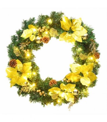 vidaXL Christmas Wreath with LED Lights Green 60 cm PVC
