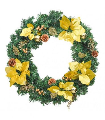 vidaXL Christmas Wreath with LED Lights Green 60 cm PVC