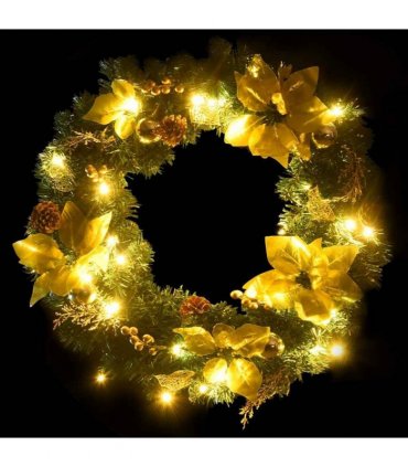 vidaXL Christmas Wreath with LED Lights Green 60 cm PVC