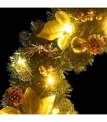 vidaXL Christmas Wreath with LED Lights Green 60 cm PVC