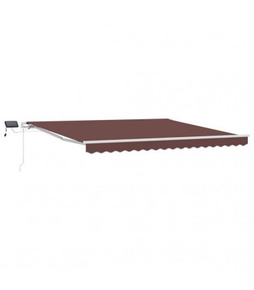 vidaXL Manual Awning with Solar LED 4 x 3 m Brown 100% Polyester