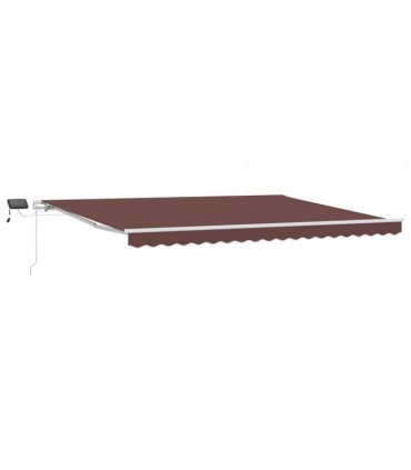 vidaXL Manual Awning with Solar LED 4.5 x 3 m Brown 100% Polyester