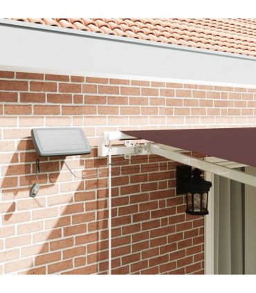 vidaXL Manual Awning with Solar LED 4.5 x 3 m Brown 100% Polyester