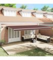 vidaXL Manual Awning with Solar LED 6 x 3 m Brown 100% Polyester