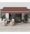vidaXL Manual Awning with Solar LED 4.5 x 3.5 m Brown 100% Polyester