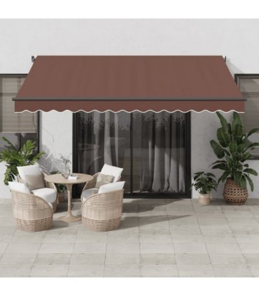 vidaXL Manual Awning 4 x 3.5 m Brown 100% Polyester