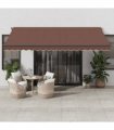 vidaXL Manual Awning with Solar LED 4.5 x 3.5 m Brown 100% Polyester