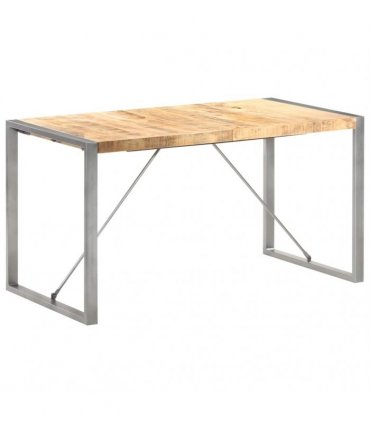 vidaXL Dining Table 140x70x75 cm Solid Rough Mango Wood