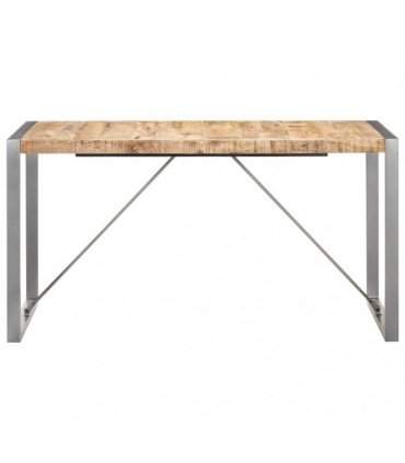 vidaXL Dining Table 140x70x75 cm Solid Rough Mango Wood
