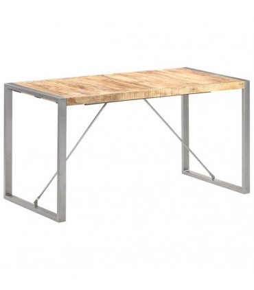 vidaXL Dining Table 140x70x75 cm Solid Rough Mango Wood