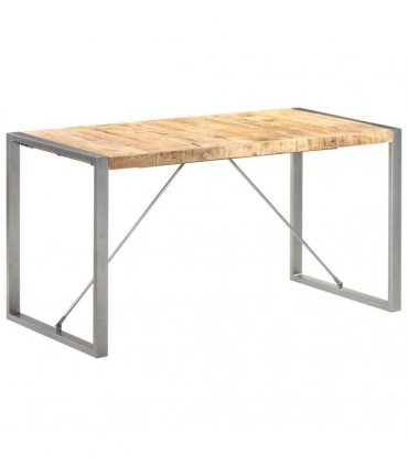 vidaXL Dining Table 140x70x75 cm Solid Rough Mango Wood
