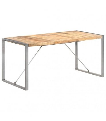 vidaXL Dining Table 160x80x75 cm Solid Rough Mango Wood
