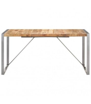 vidaXL Dining Table 160x80x75 cm Solid Rough Mango Wood