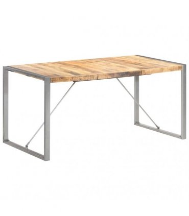 vidaXL Dining Table 160x80x75 cm Solid Rough Mango Wood