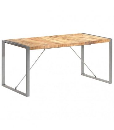 vidaXL Dining Table 160x80x75 cm Solid Rough Mango Wood