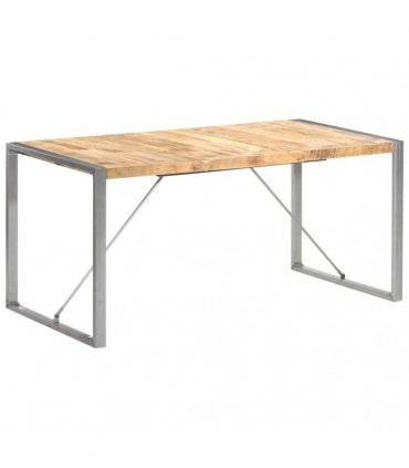 vidaXL Dining Table 160x80x75 cm Solid Rough Mango Wood