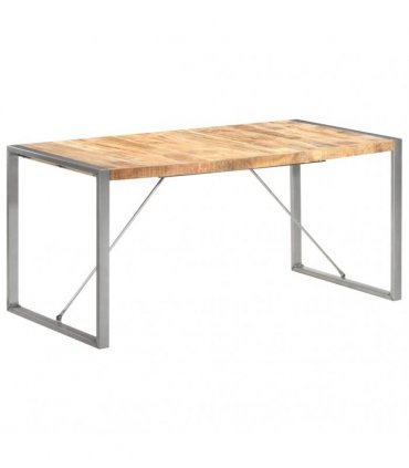 vidaXL Dining Table 160x80x75 cm Solid Rough Mango Wood