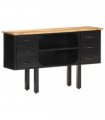 vidaXL Sideboard 110x30x65 cm Solid Rough Mango Wood and Steel