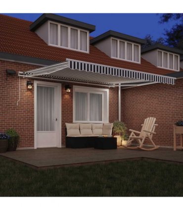 vidaXL Manual Awning with Solar LED 4 x 3 m