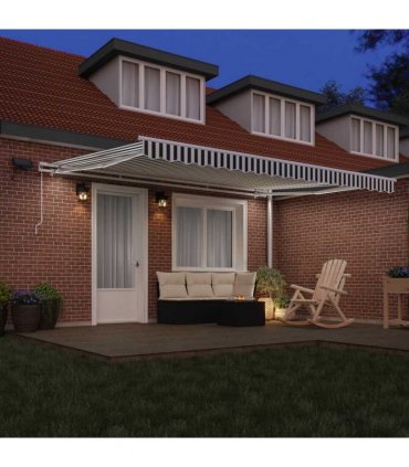 vidaXL Manual Awning with Solar LED 4.5 x 3 m