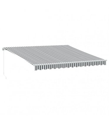 vidaXL Manual Awning 4 x 3.5 m Anthracite and White Stripe