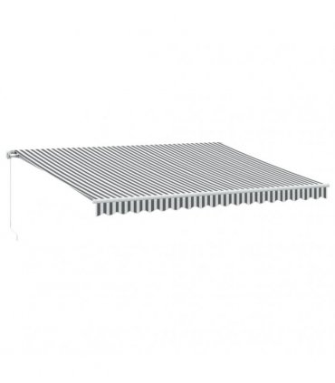 vidaXL Manual Awning 4.5 x 3.5 m Anthracite and White Stripe