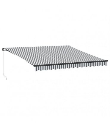 vidaXL Manual Awning 4 x 3.5 m Anthracite and White Stripe