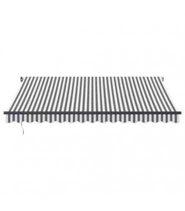 vidaXL Manual Awning 4 x 3.5 m Anthracite and White Stripe