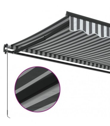 vidaXL Manual Awning 4 x 3.5 m Anthracite and White Stripe