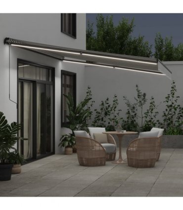 vidaXL Manual Awning with Solar LED 4.5 x 3.5 m